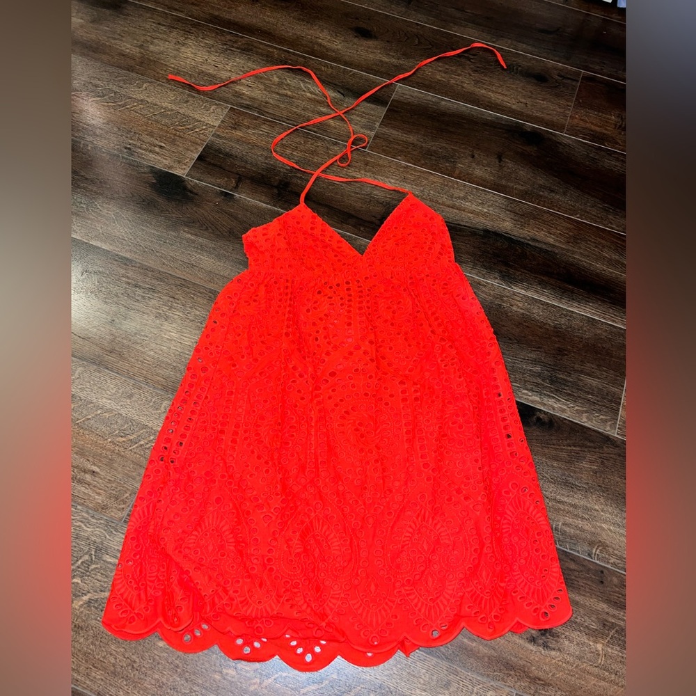 H&M Red Sundress with Scalloped Detail